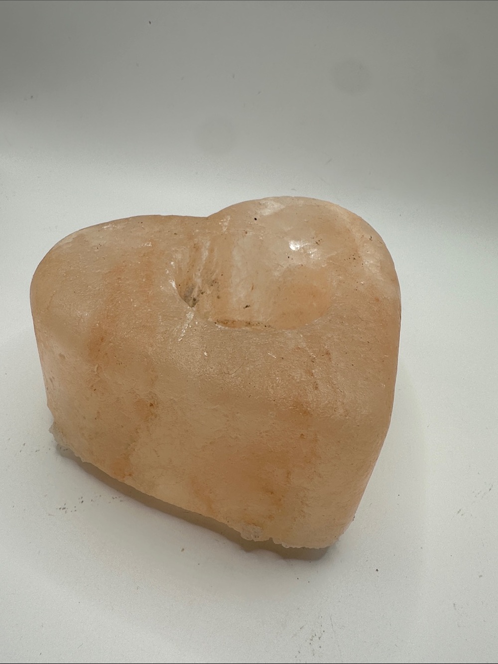Heart-Shaped Himalayan Salt Candle Holder - Pink Accent